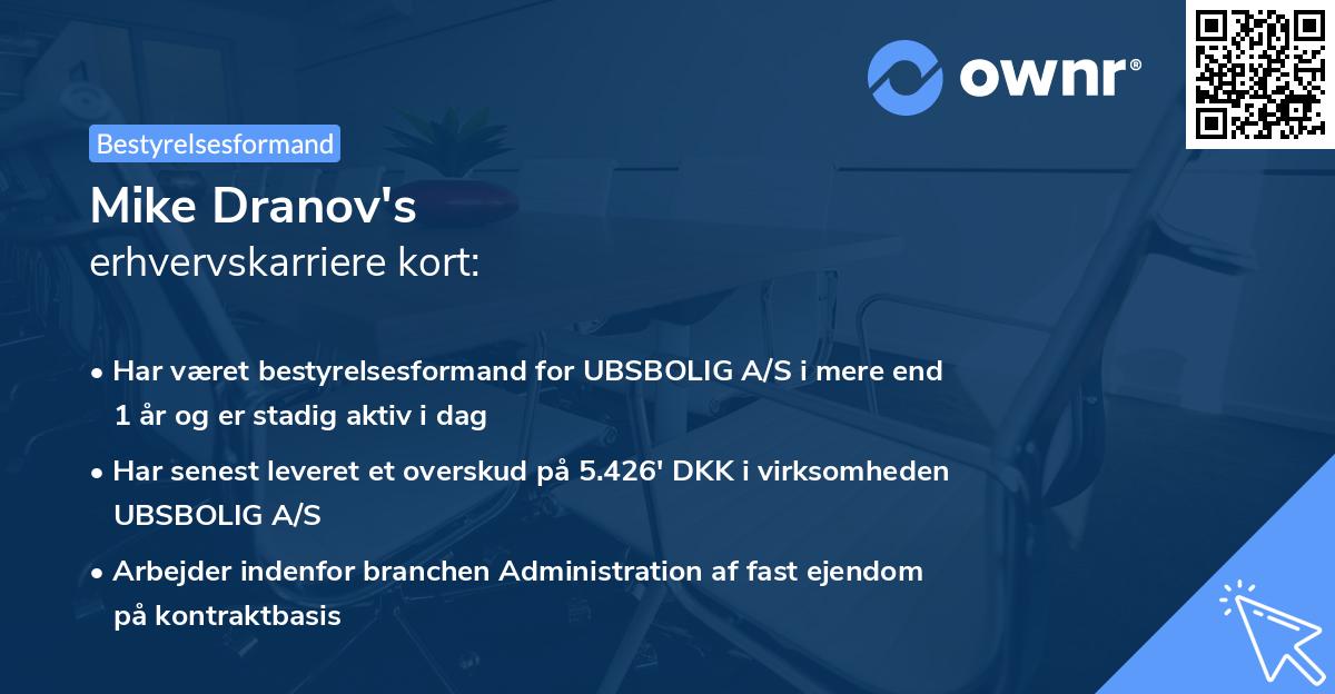 Mike Dranov's erhvervskarriere kort