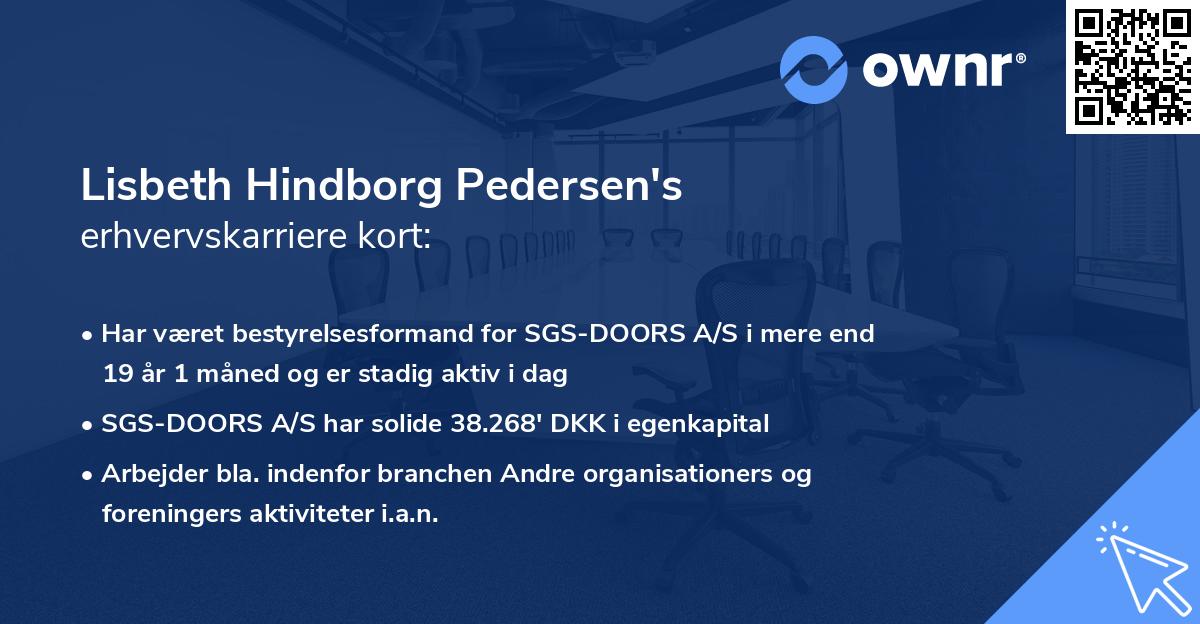 Lisbeth Hindborg Pedersen's erhvervskarriere kort