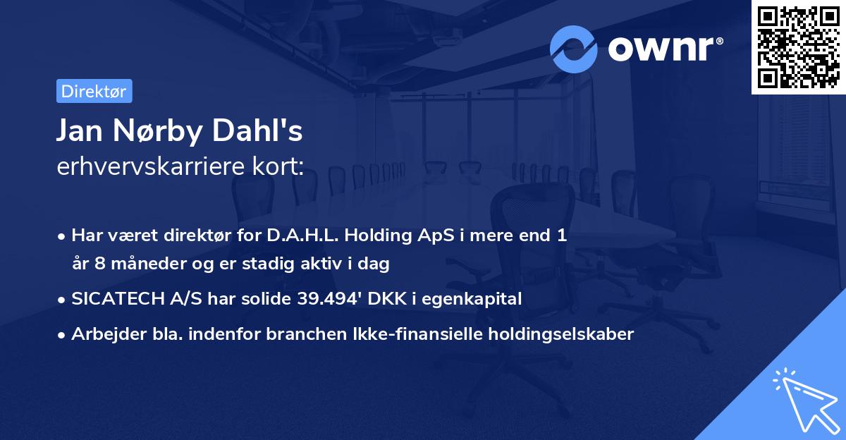 Jan Nørby Dahl's erhvervskarriere kort