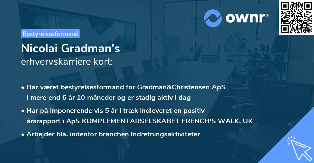 Nicolai Gradman's erhvervskarriere kort