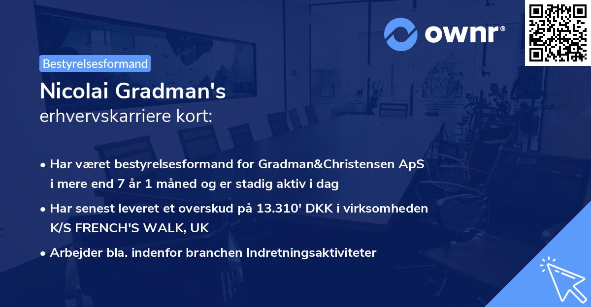 Nicolai Gradman's erhvervskarriere kort