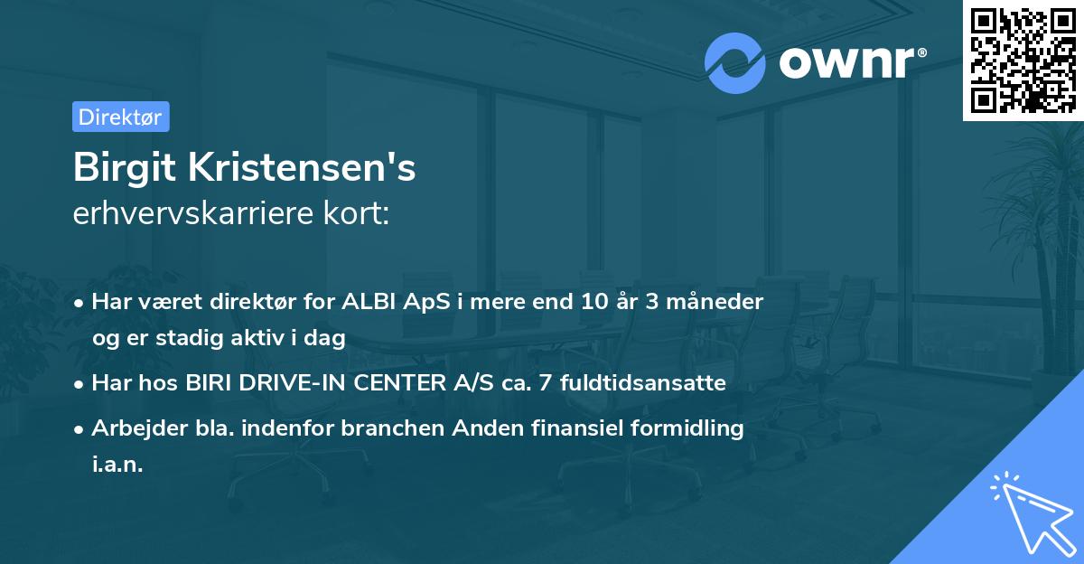 Birgit Kristensen's erhvervskarriere kort