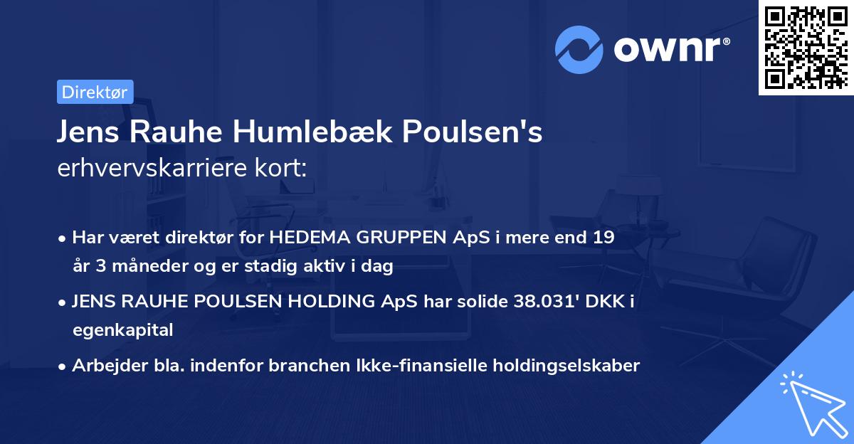 Jens Rauhe Humlebæk Poulsen's erhvervskarriere kort