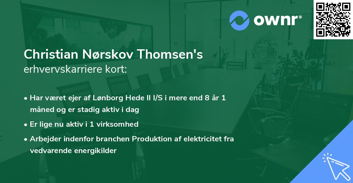 Christian Nørskov Thomsen's erhvervskarriere kort