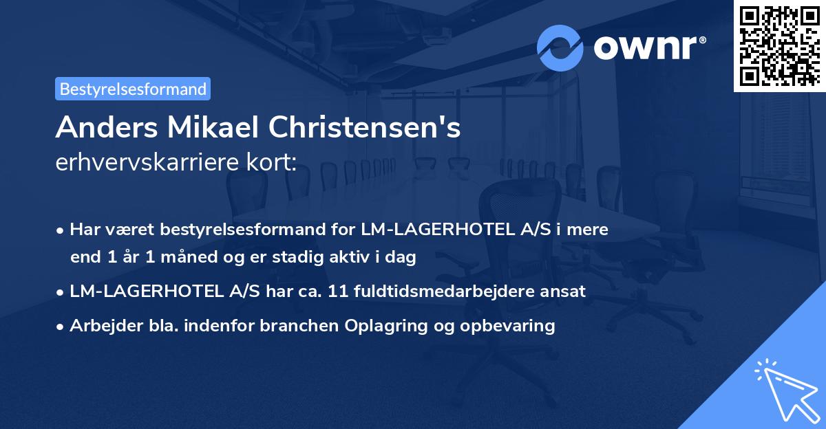 Anders Mikael Christensen's erhvervskarriere kort