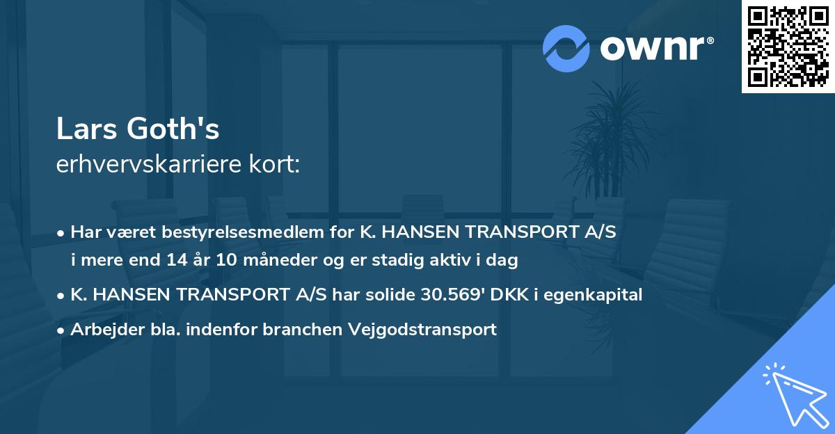Lars Goth's erhvervskarriere kort