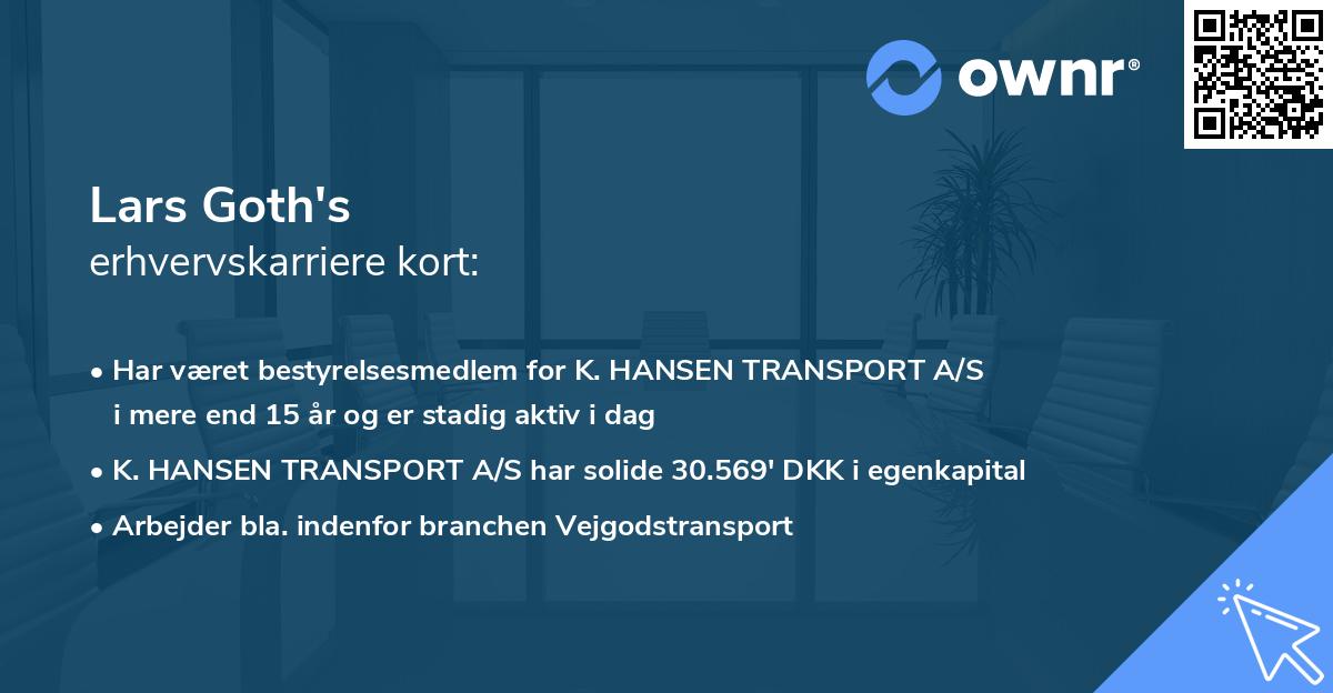 Lars Goth's erhvervskarriere kort