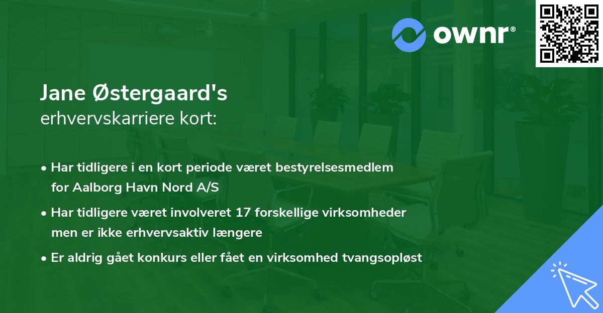 Jane Østergaard's erhvervskarriere kort