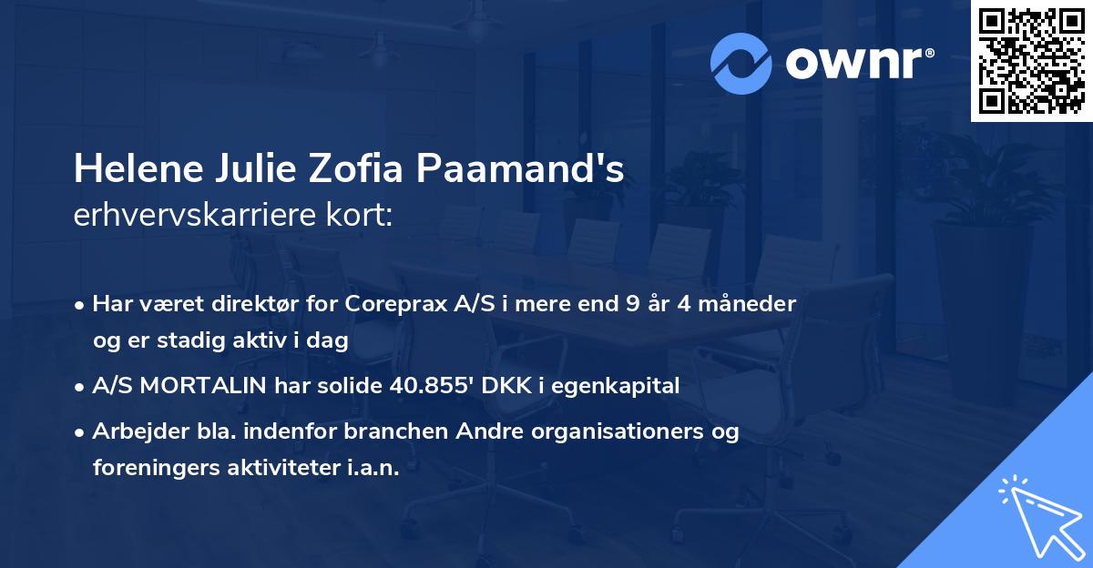 Helene Julie Zofia Paamand's erhvervskarriere kort
