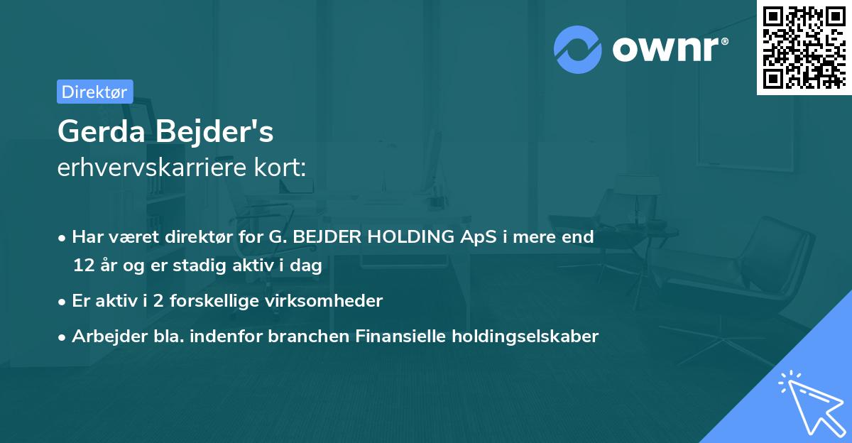 Gerda Bejder's erhvervskarriere kort