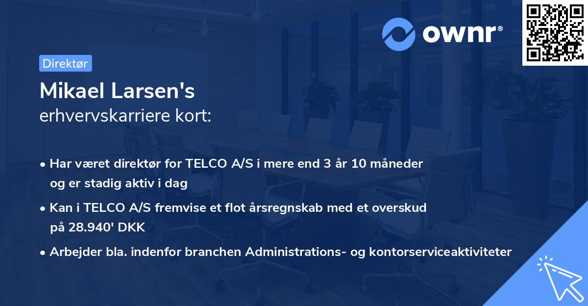 Mikael Larsen's erhvervskarriere kort
