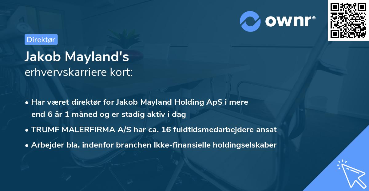 Jakob Mayland's erhvervskarriere kort