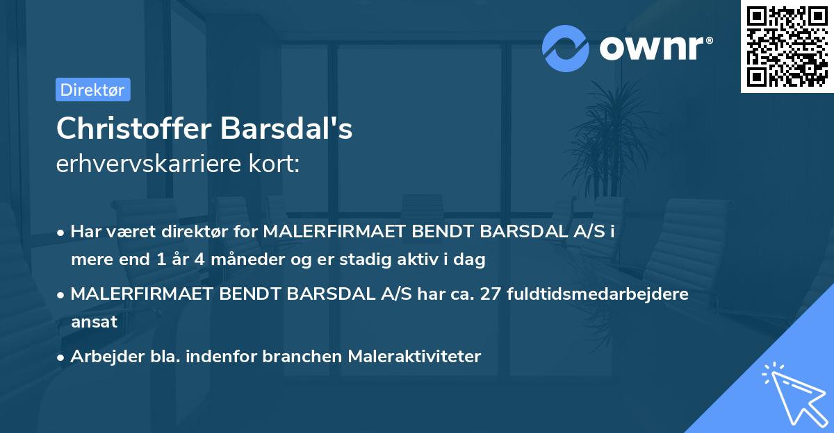 Christoffer Barsdal's erhvervskarriere kort