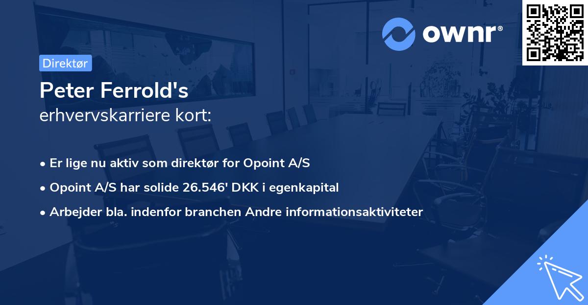 Peter Ferrold's erhvervskarriere kort