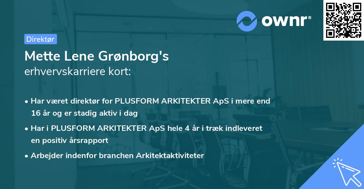 Mette Lene Grønborg's erhvervskarriere kort