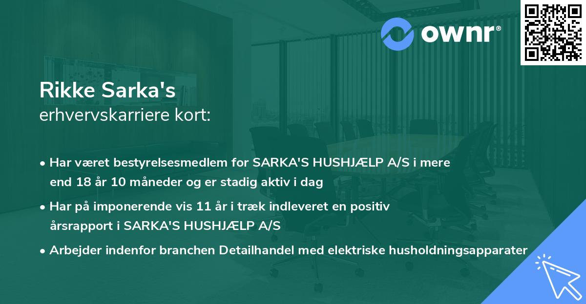 Rikke Sarka's erhvervskarriere kort