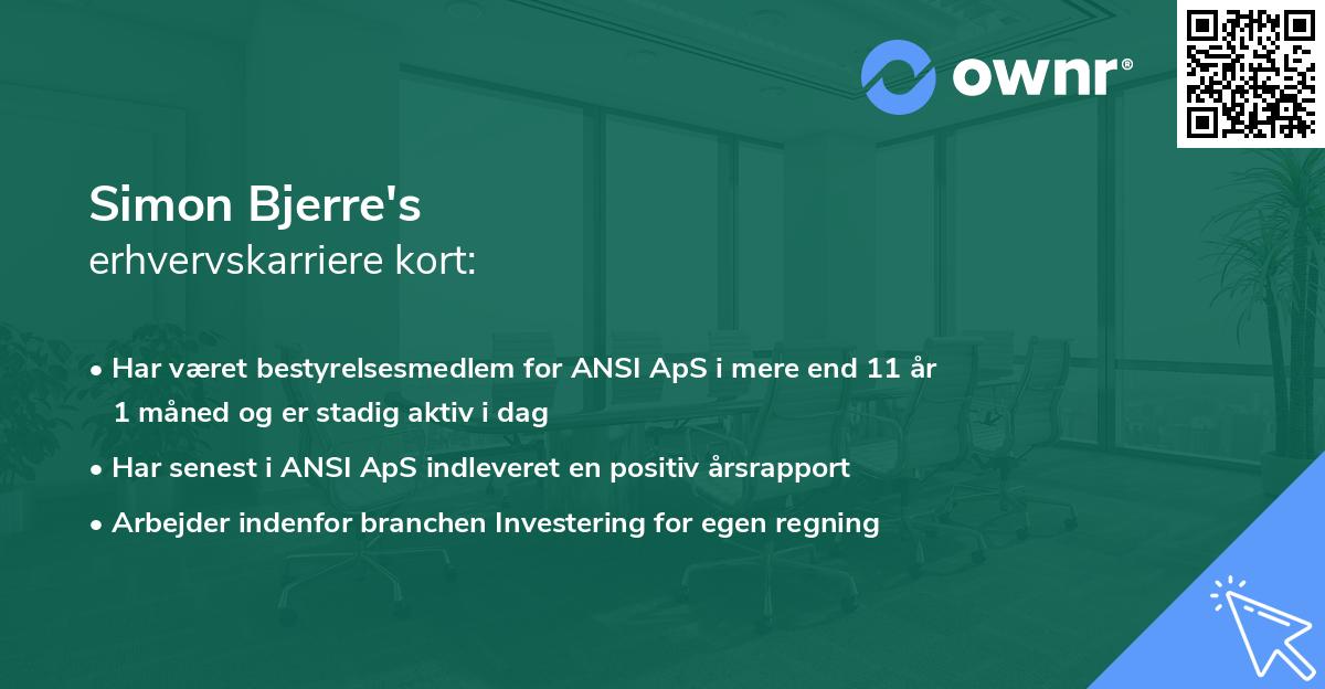 Simon Bjerre's erhvervskarriere kort