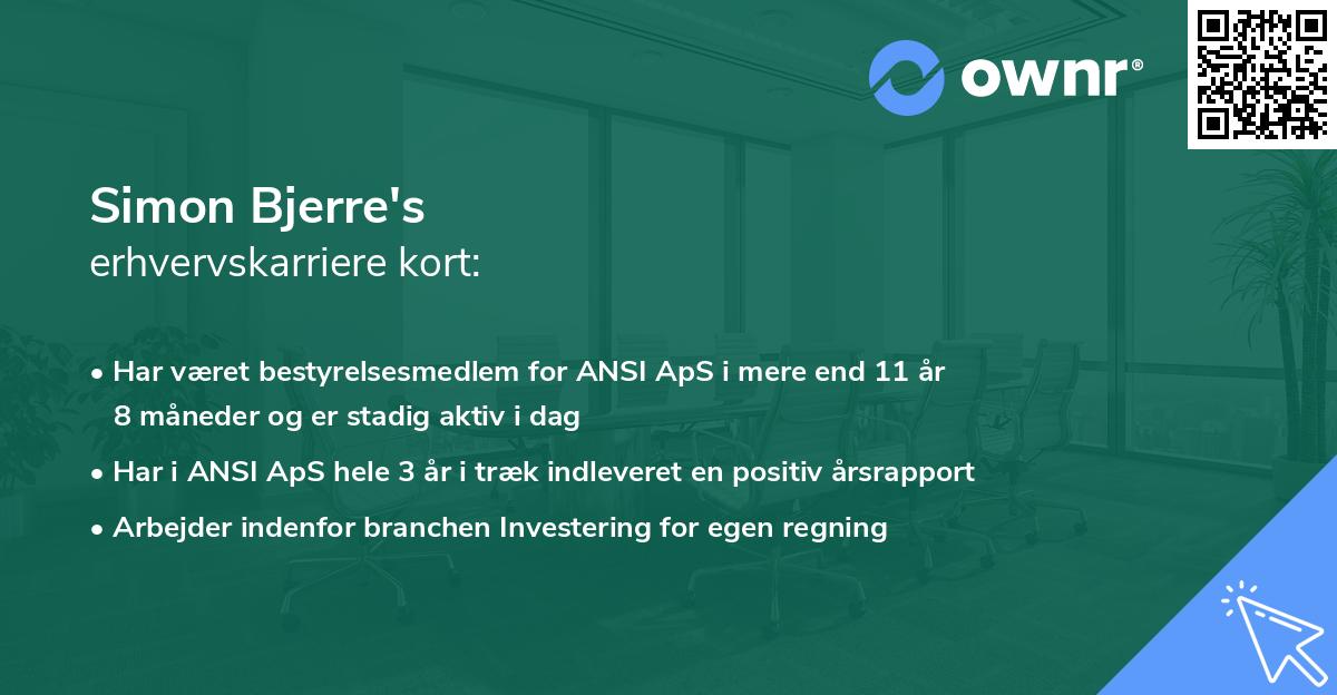 Simon Bjerre's erhvervskarriere kort