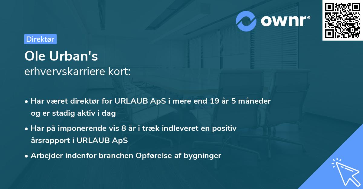 Ole Urban's erhvervskarriere kort
