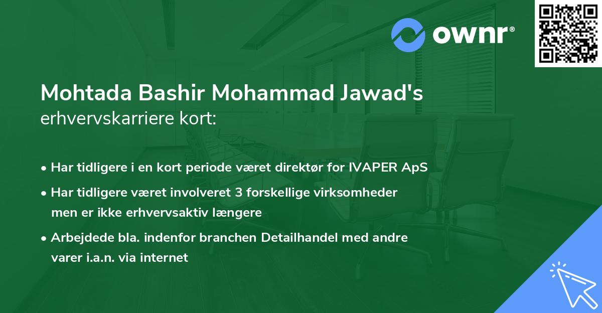 Mohtada Bashir Mohammad Jawad's erhvervskarriere kort
