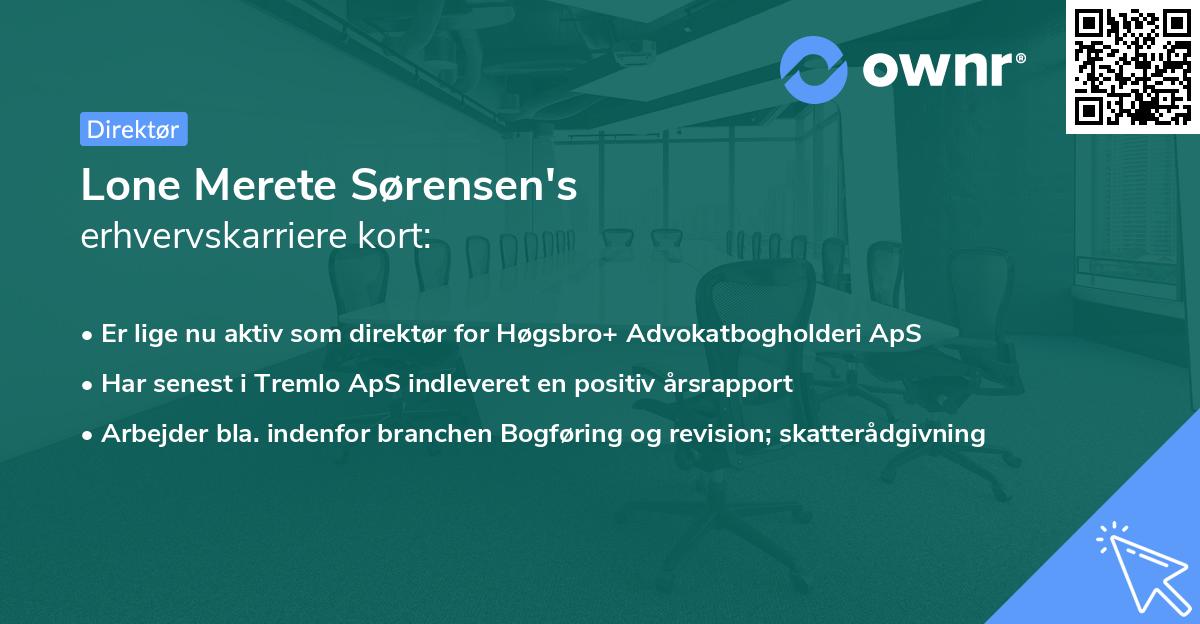 Lone Merete Sørensen's erhvervskarriere kort