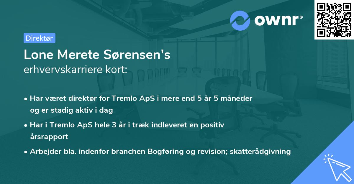 Lone Merete Sørensen's erhvervskarriere kort