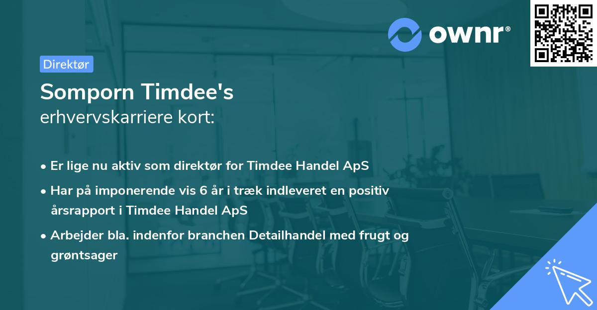 Somporn Timdee's erhvervskarriere kort