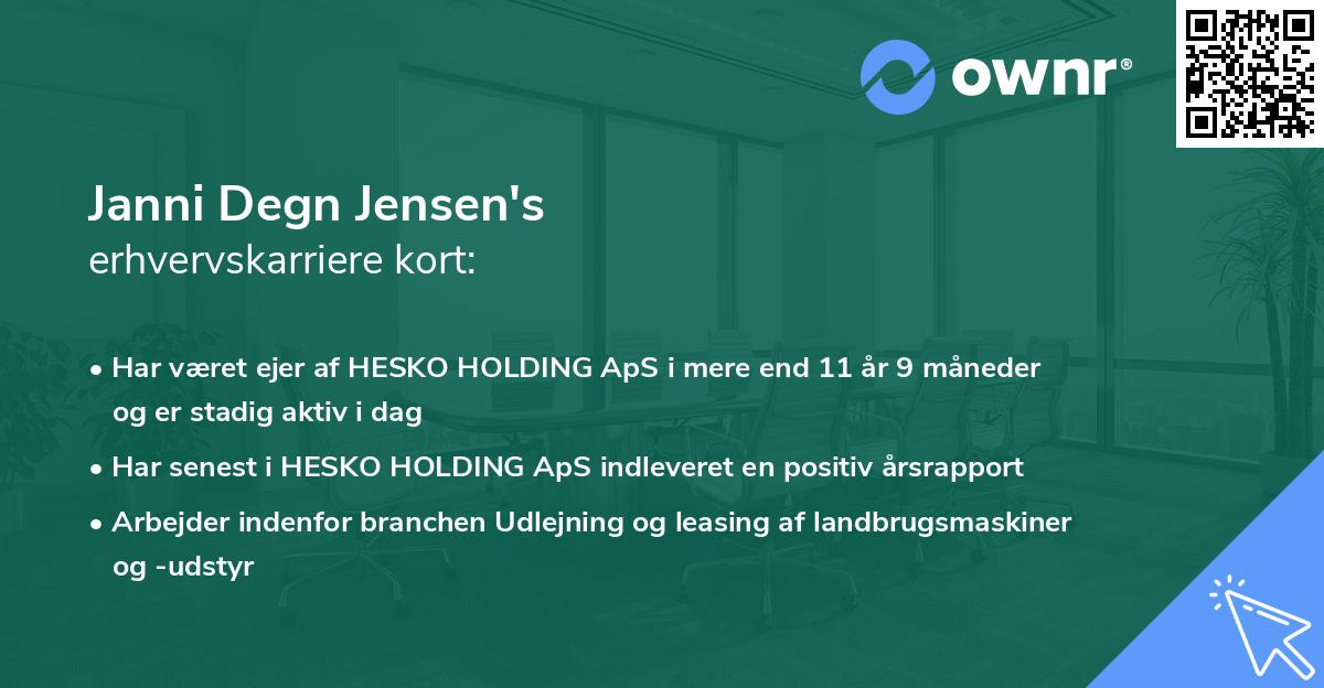 Janni Degn Jensen's erhvervskarriere kort