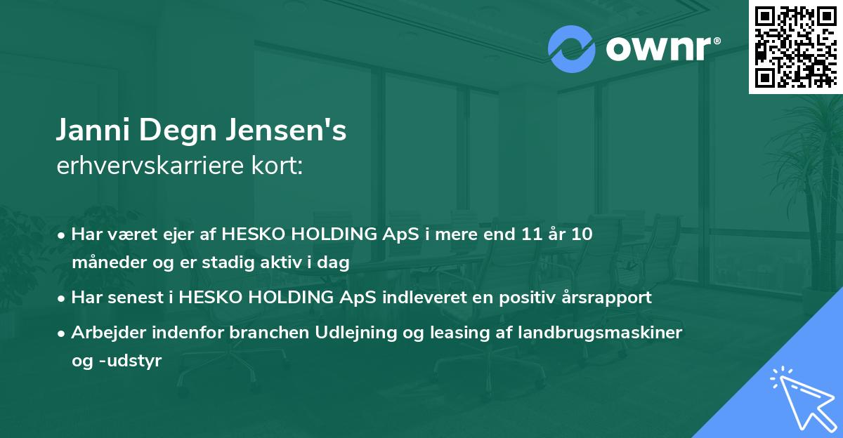 Janni Degn Jensen's erhvervskarriere kort