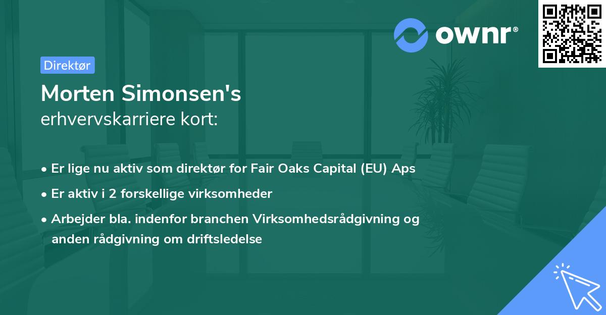 Morten Simonsen's erhvervskarriere kort