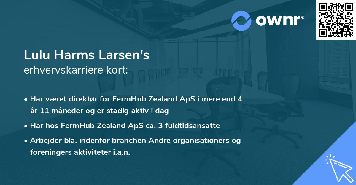 Lulu Harms Larsen's erhvervskarriere kort