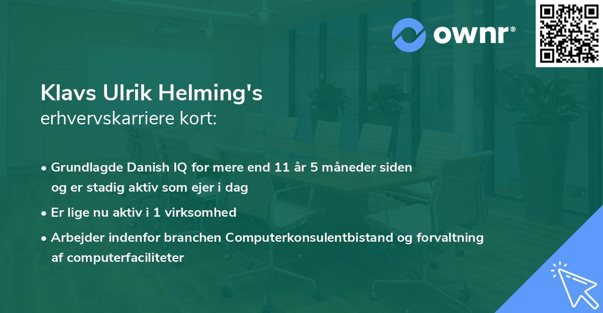 Klavs Ulrik Helming's erhvervskarriere kort