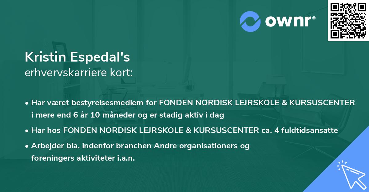 Kristin Espedal's erhvervskarriere kort