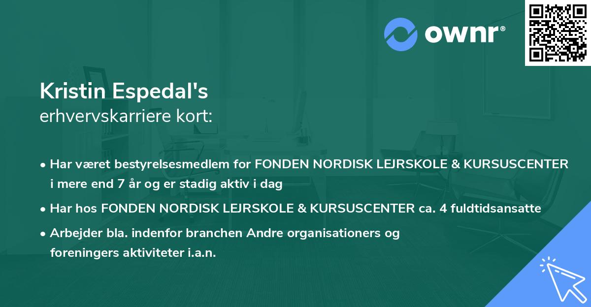 Kristin Espedal's erhvervskarriere kort
