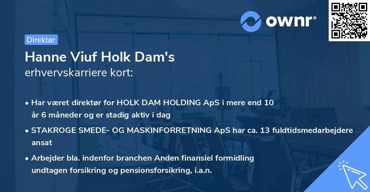 Hanne Viuf Holk Dam's erhvervskarriere kort