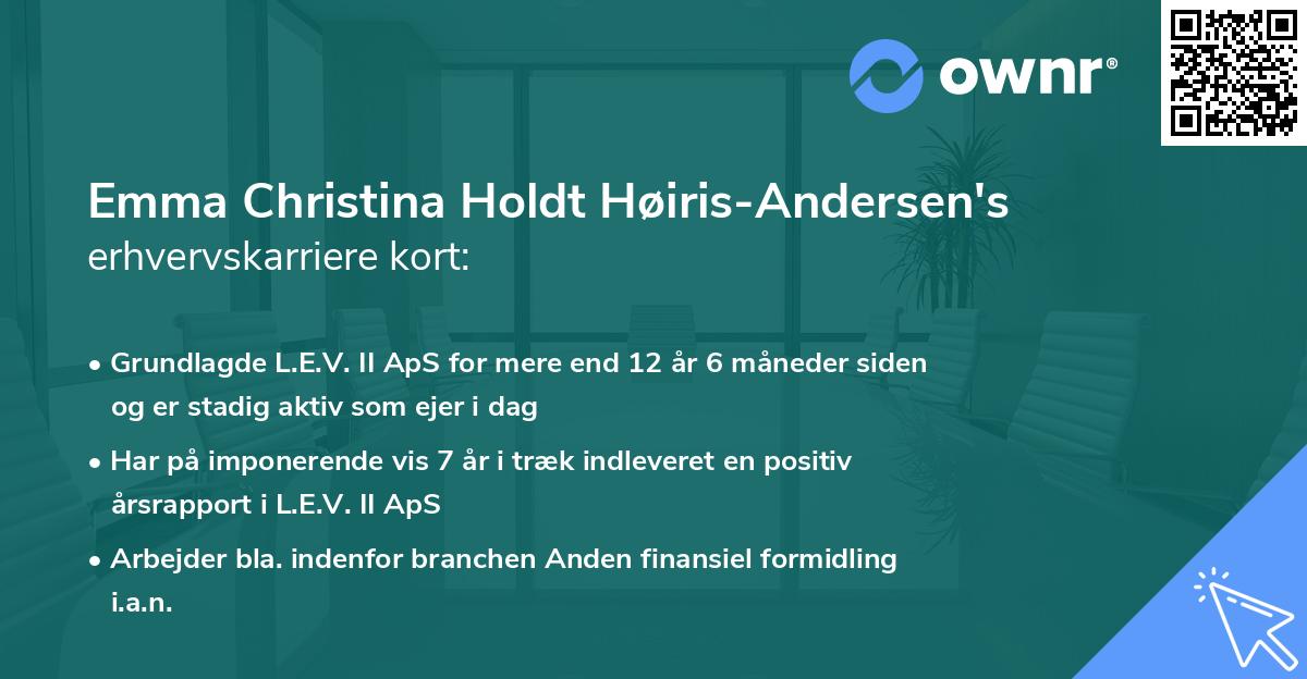 Emma Christina Holdt Høiris-Andersen's erhvervskarriere kort