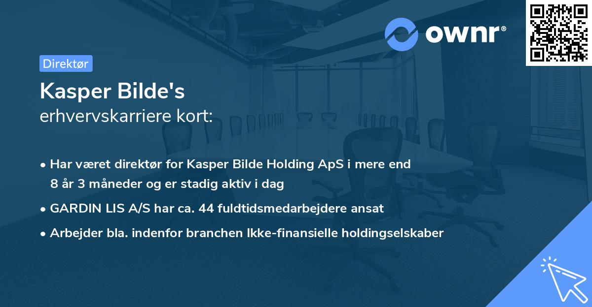 Kasper Bilde's erhvervskarriere kort
