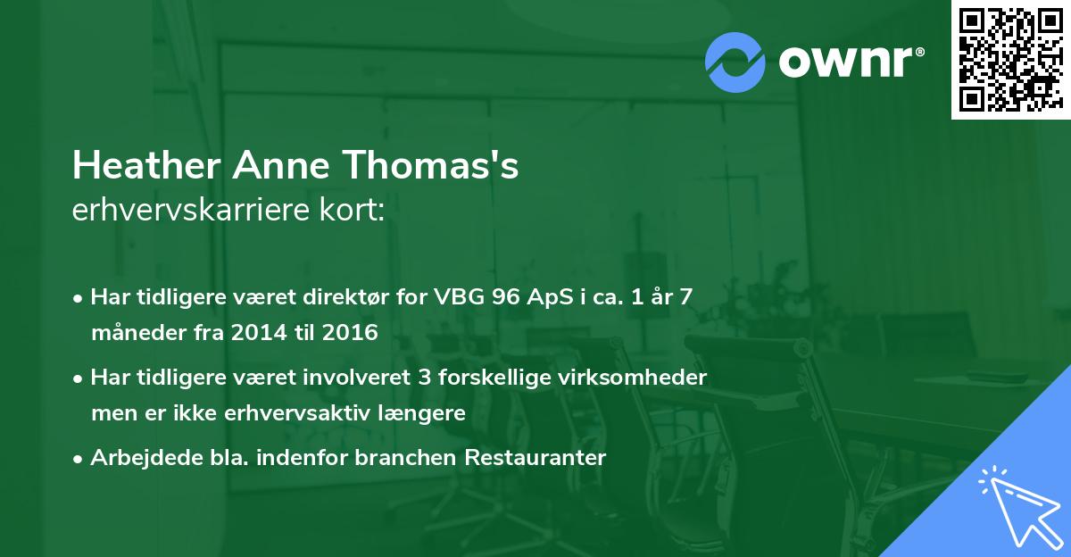 Heather Anne Thomas's erhvervskarriere kort