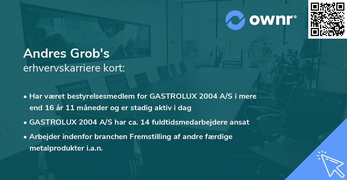 Andres Grob's erhvervskarriere kort
