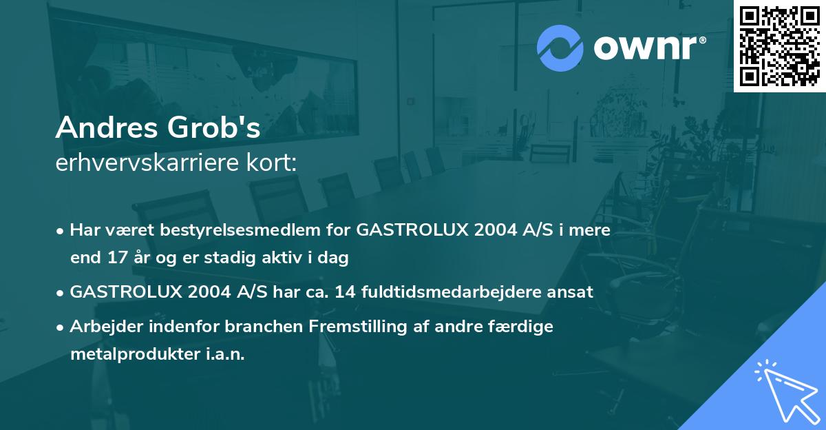 Andres Grob's erhvervskarriere kort