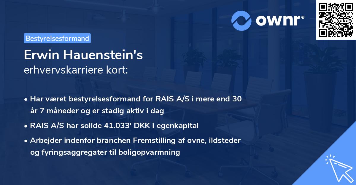 Erwin Hauenstein's erhvervskarriere kort