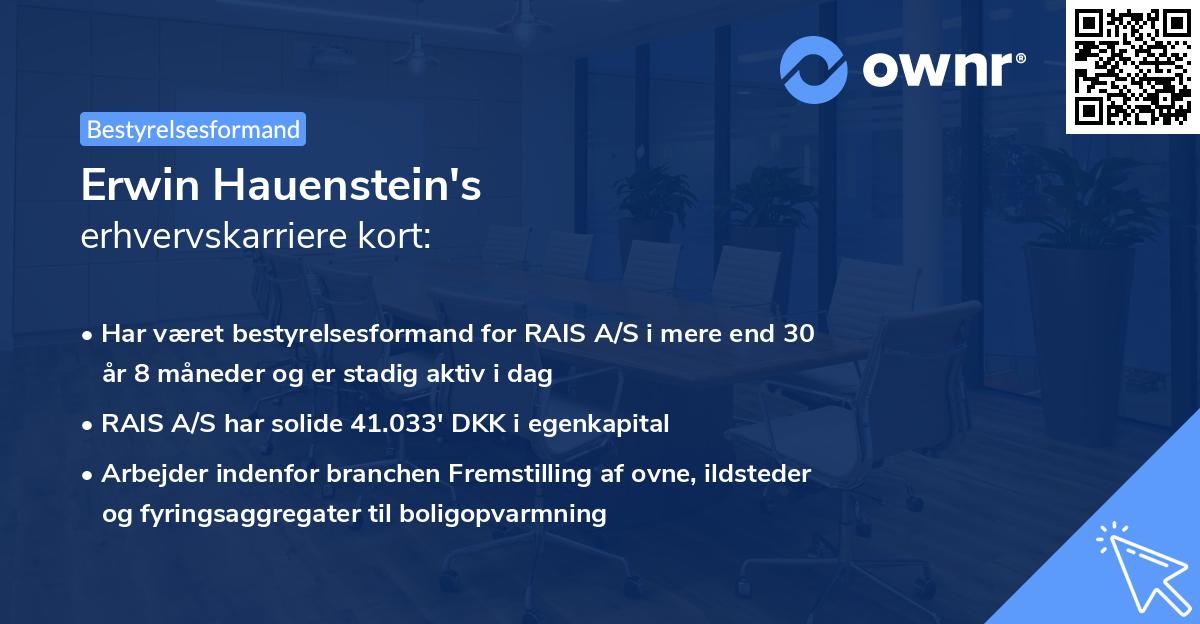 Erwin Hauenstein's erhvervskarriere kort