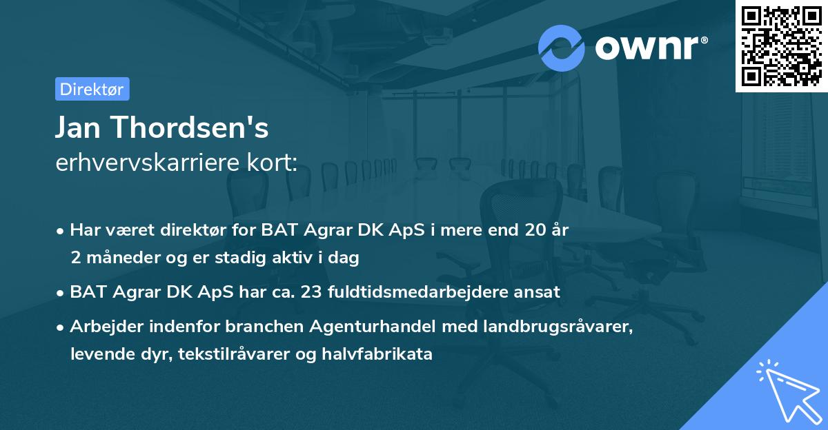 Jan Thordsen's erhvervskarriere kort