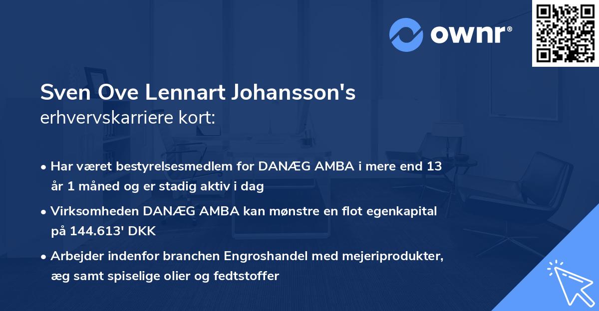 Sven Ove Lennart Johansson's erhvervskarriere kort