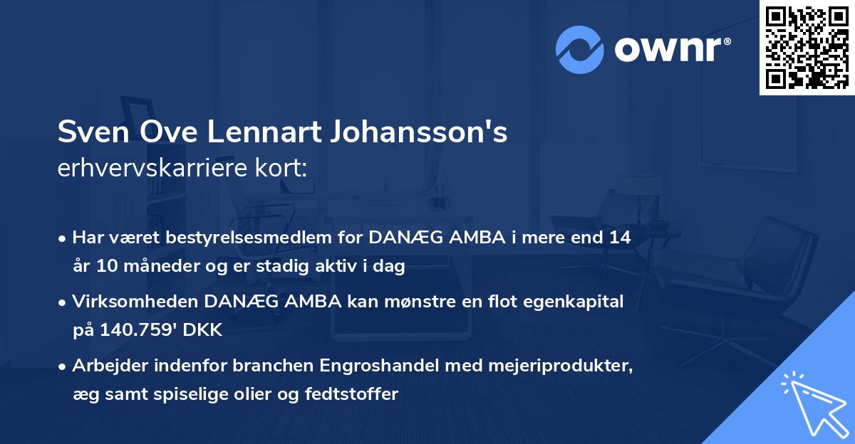 Sven Ove Lennart Johansson's erhvervskarriere kort