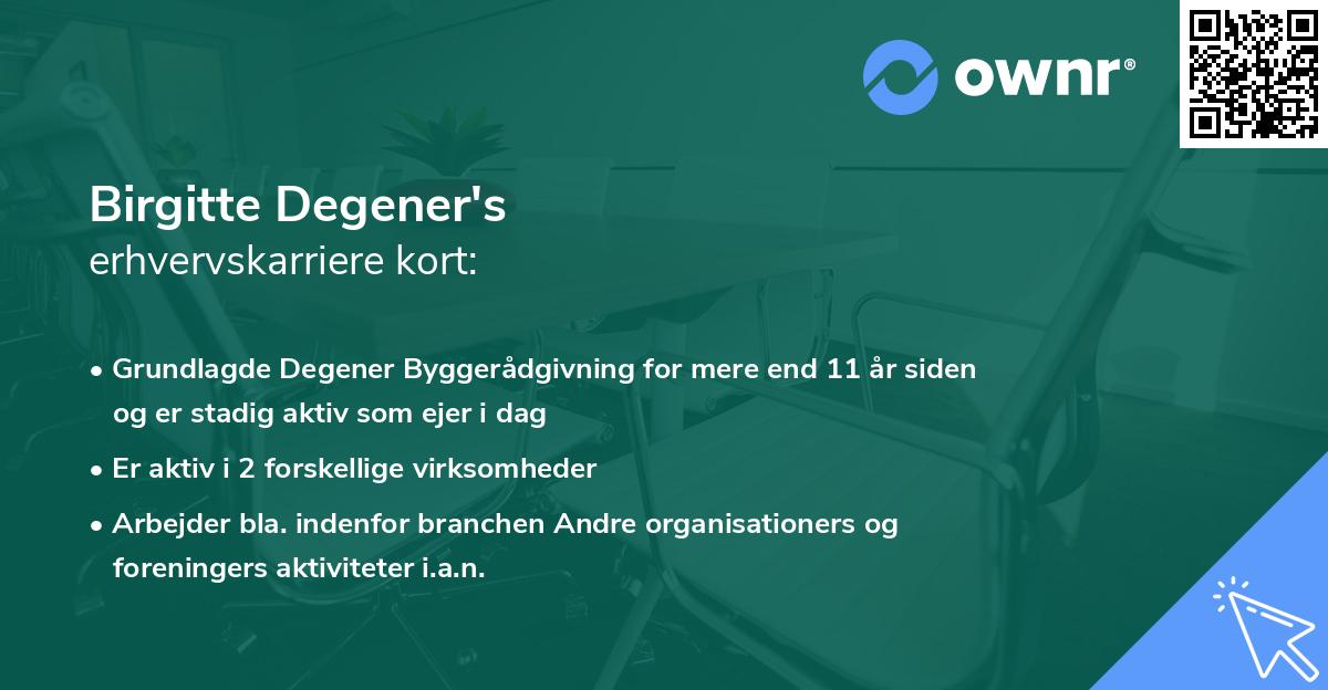 Birgitte Degener's erhvervskarriere kort