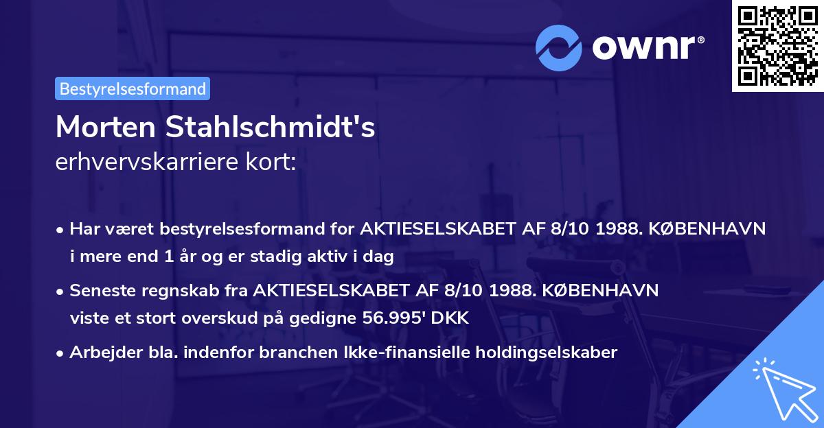 Morten Stahlschmidt's erhvervskarriere kort