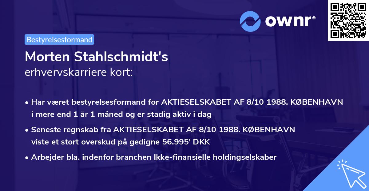 Morten Stahlschmidt's erhvervskarriere kort