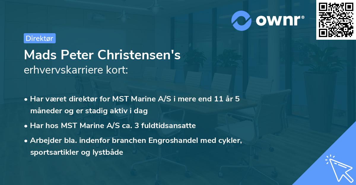 Mads Peter Christensen's erhvervskarriere kort