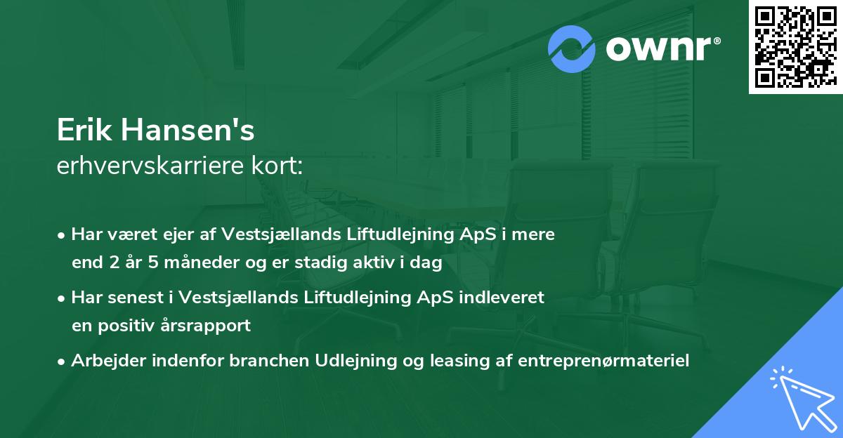 Erik Hansen's erhvervskarriere kort